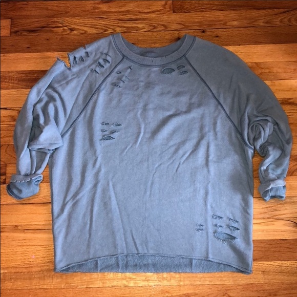 AERIE Blue destroyed sweater - Picture 1 of 3
